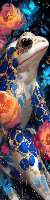 Free printable frog bookmark featuring dark blue and white frog